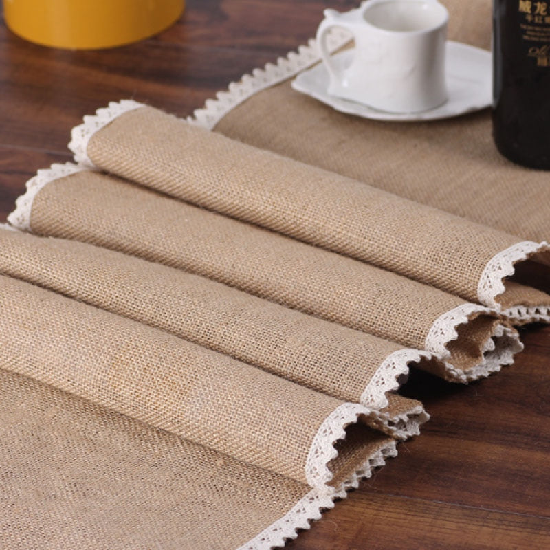 Jute Table Runner -Vintage Burlap Lace