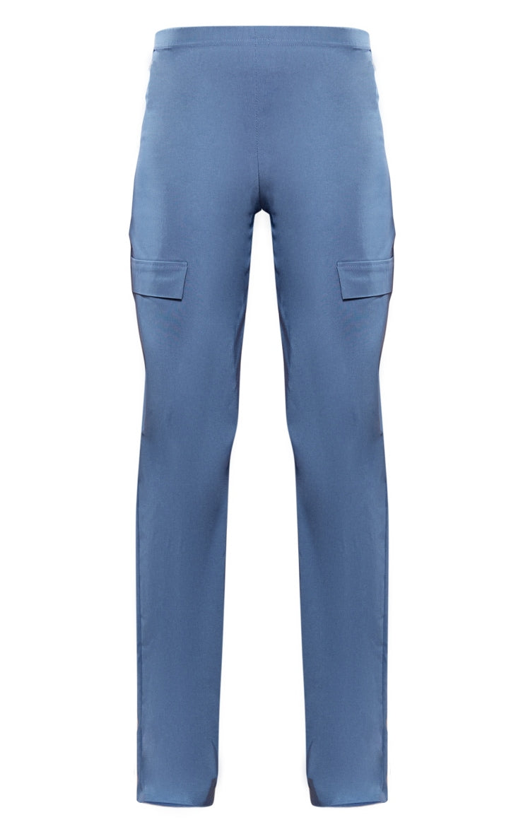 Indigo Blue Printed Stretch Woven Low Rise Cargo Trousers