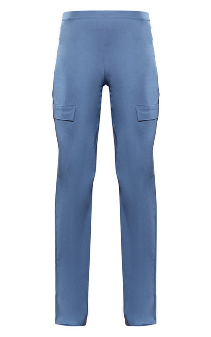 Indigo Blue Printed Stretch Woven Low Rise Cargo Trousers