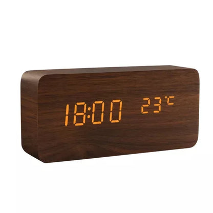 Alarm Clock LED Wooden Watch