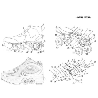 Trendy Roller Skate Shoes -4 Wheels