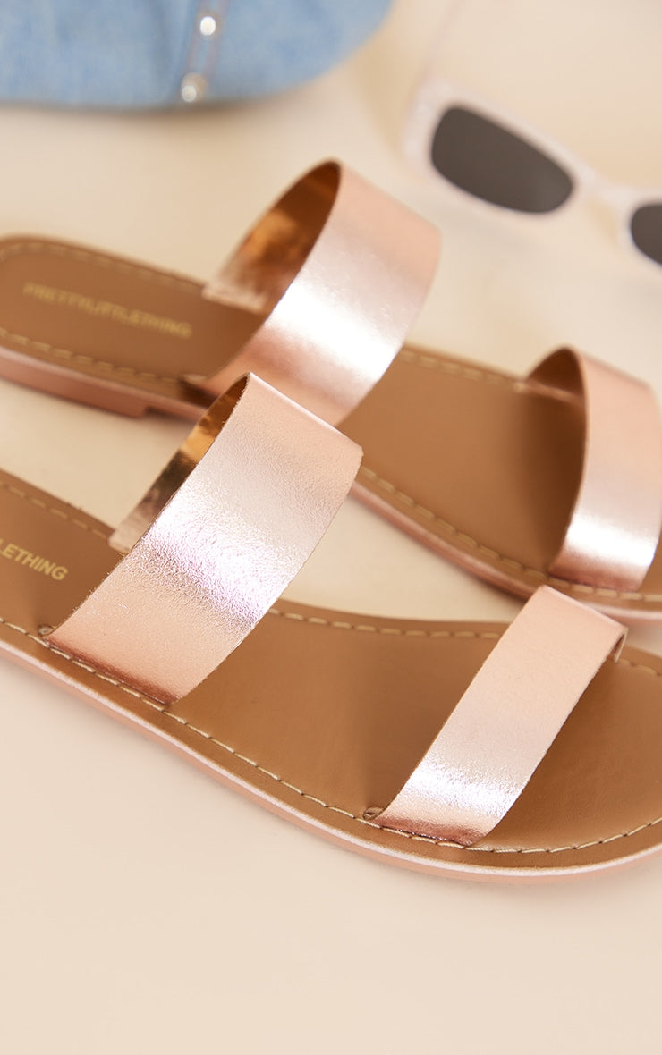 Real Leather  Rose Gold Basic Sandal