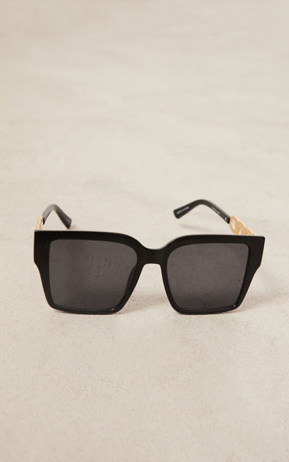 Chocolate Chain Detail Oversized Square Sunglasses