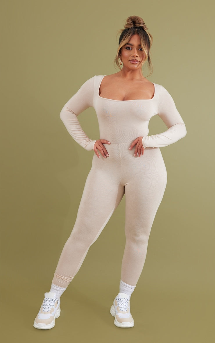 Shape Stone Jersey Square Neck Jumpsuit