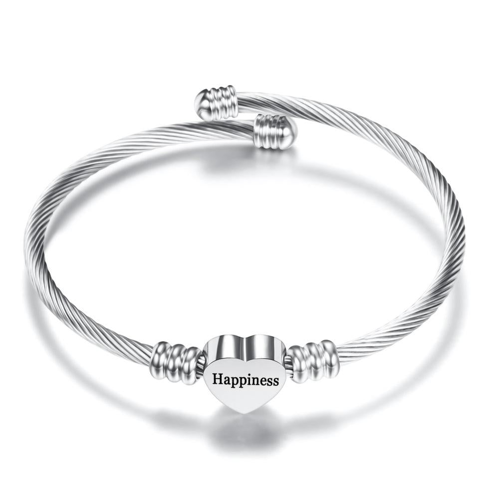 Gratuity Gift "Happiness" Stainless Steel Charm Bangle