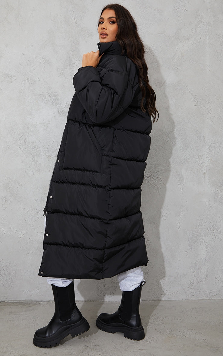 Tall Black Long Puffer Coat