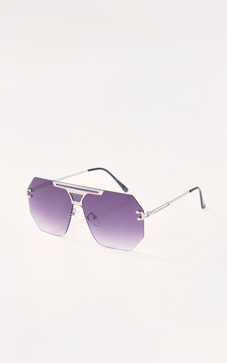 Grey Ombre Frameless Aviator Sunglasses