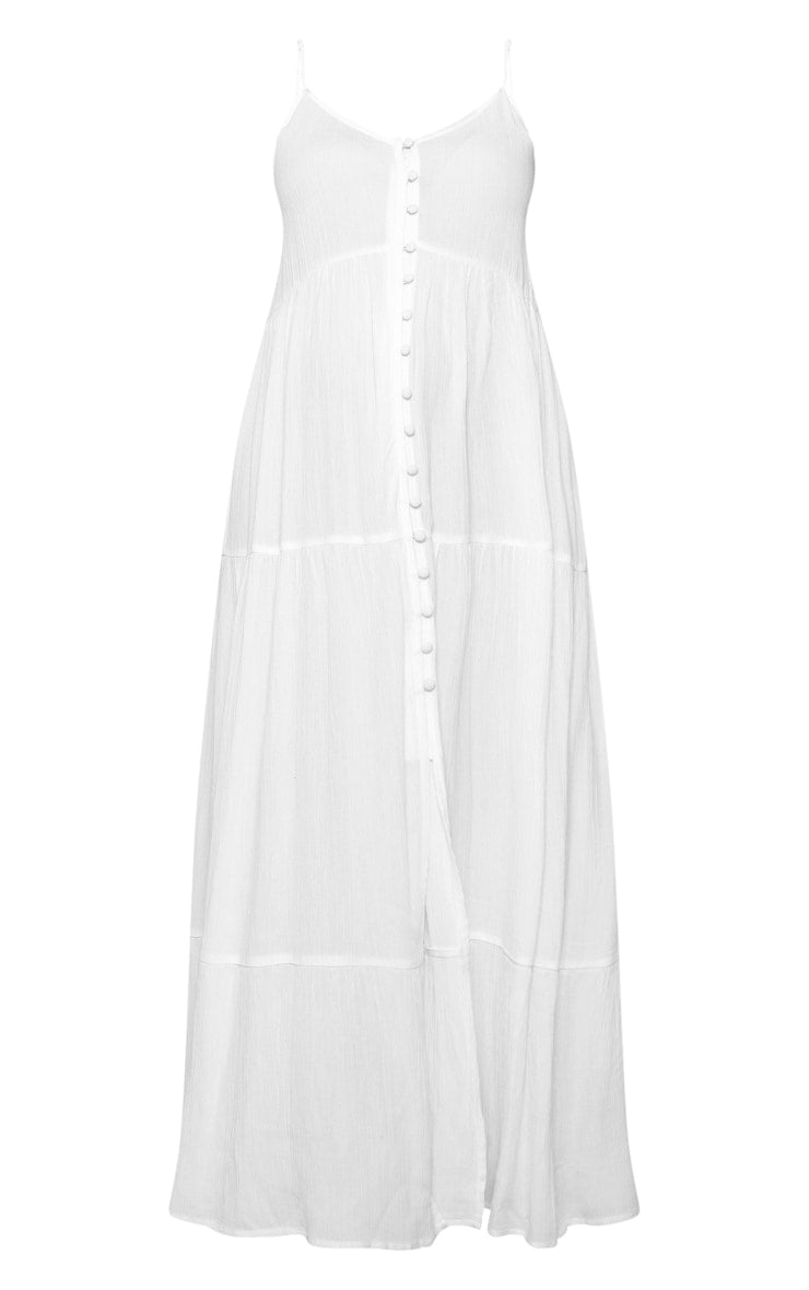 Maternity White Strappy Linen Look Dress