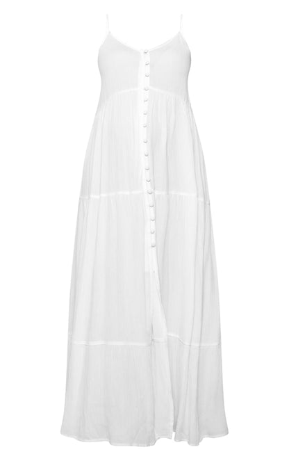 Maternity White Strappy Linen Look Dress