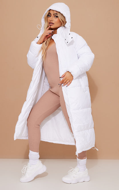 Petite White Long Puffer Coat