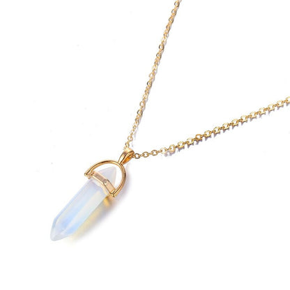 1 PCS Natural Stone Moon Choker Gold Color Crystal Pendant Necklace For Women