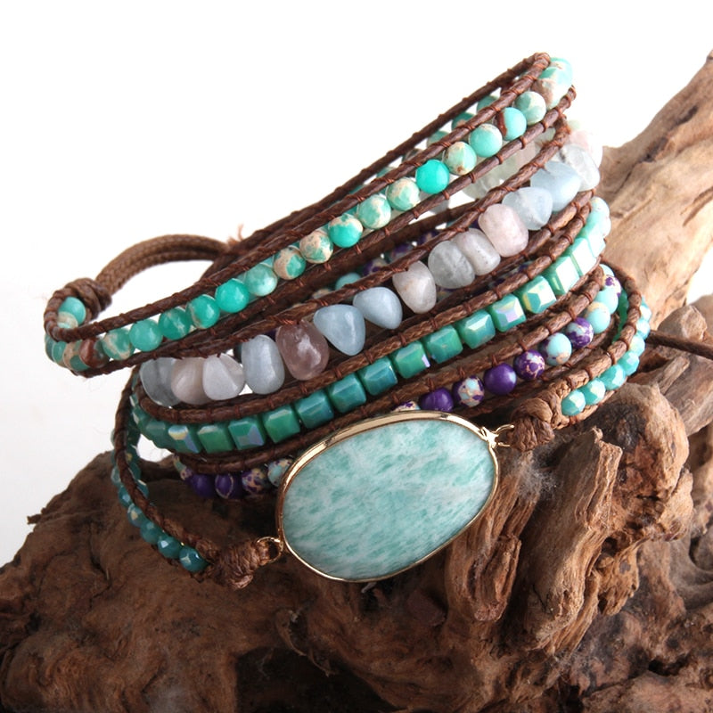 Bohemian Natural Stones Charm Bracelet- Semi precious