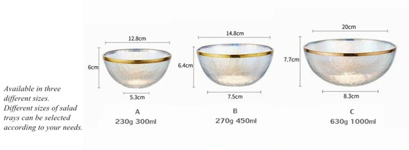 Luxury Rainbow Salad Glass Bowl