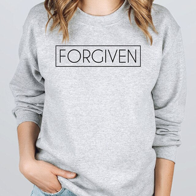 Forgiven Box Printed Women Sweatshirts Crewneck Religious Fashion Hoodies Spring Inspirational Christian Clothes