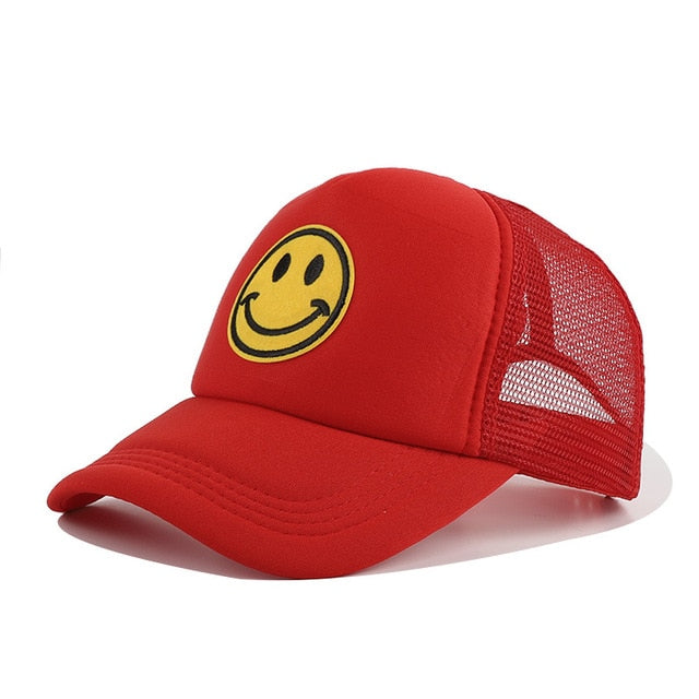 Smile Face Embroidery Baseball Caps Kpop Black Cotton Adjustable Snapback Funny Hip Hop Cap Autumn Sun Dad Hats for Mens