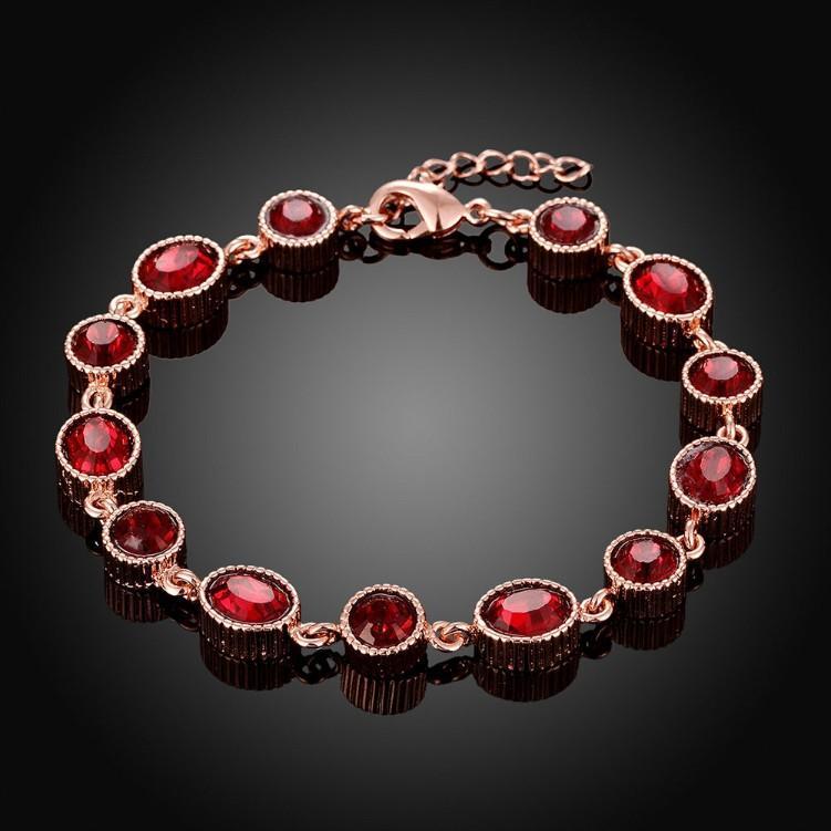 Stimulated Ruby Stones Bracelet in 18K Rose Gold Plated ITALY Made