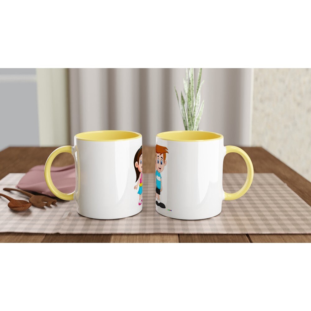 White 11oz Ceramic Mug with Color Inside - Kids