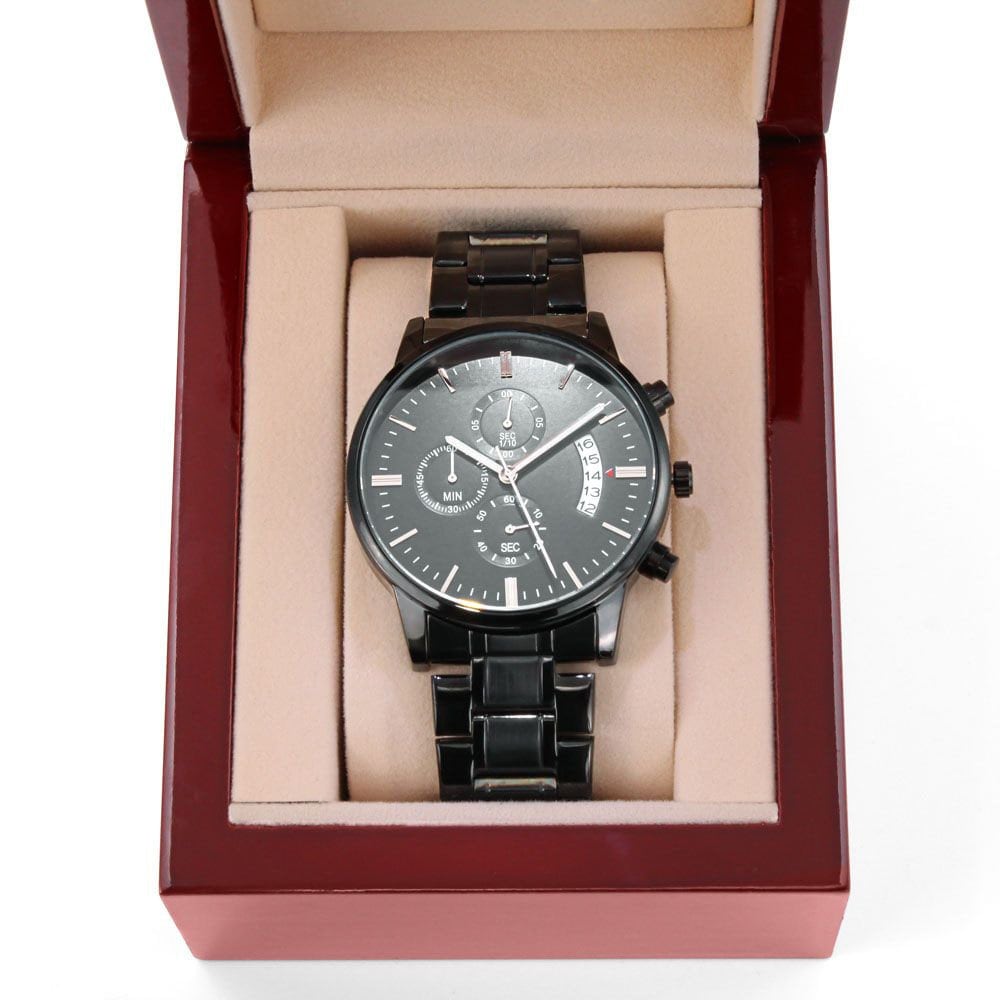 Black Customizable Engraved Black Chronograph Watch