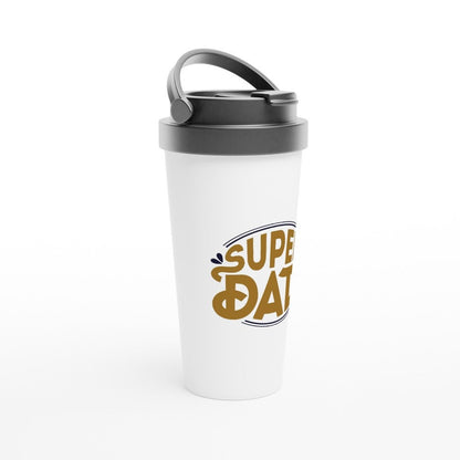 Super Dad - White 15oz Stainless Steel Travel Mug