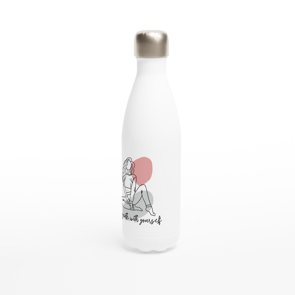 Self Love - White 17oz Stainless Steel Water Bottle