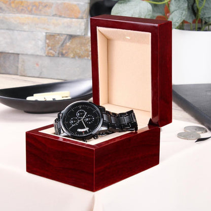 Black Customizable Engraved Black Chronograph Watch