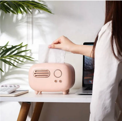 Vintage Retro radio tissue box Red/ Green/Pink