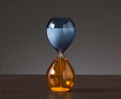 Blue and orange drop-shaped hourglass